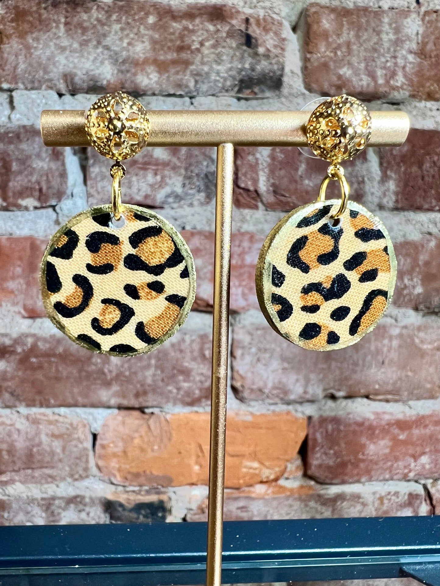 Small Leopard Print on Gold Studs