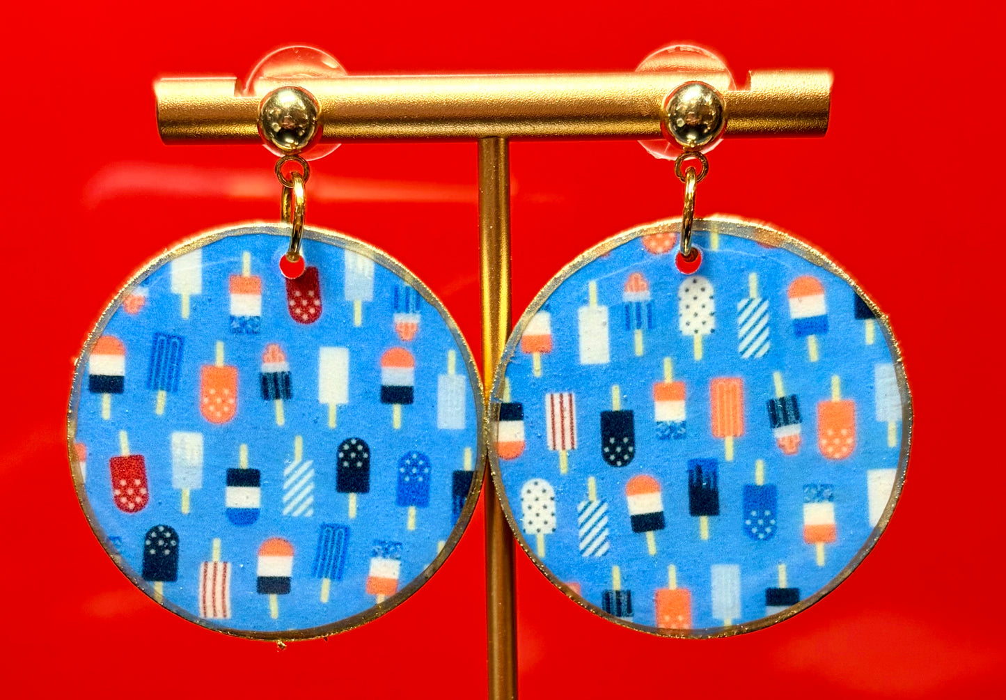 Patriotic Popsicles on Gold Studs