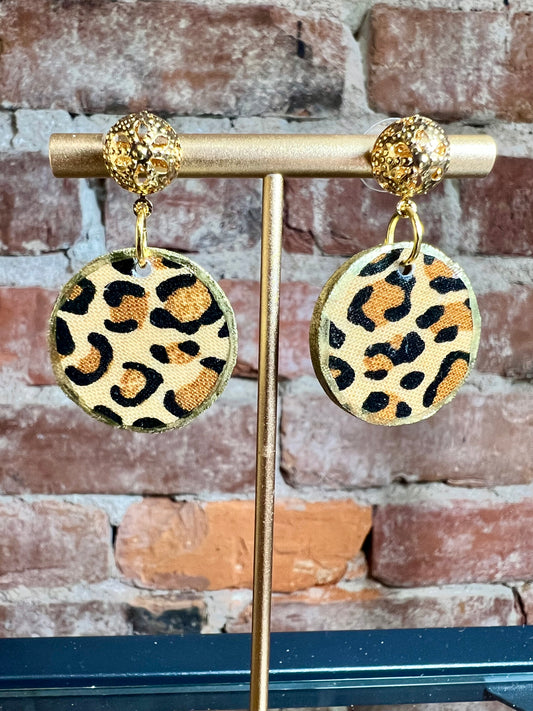 Small Leopard Print on Gold Studs