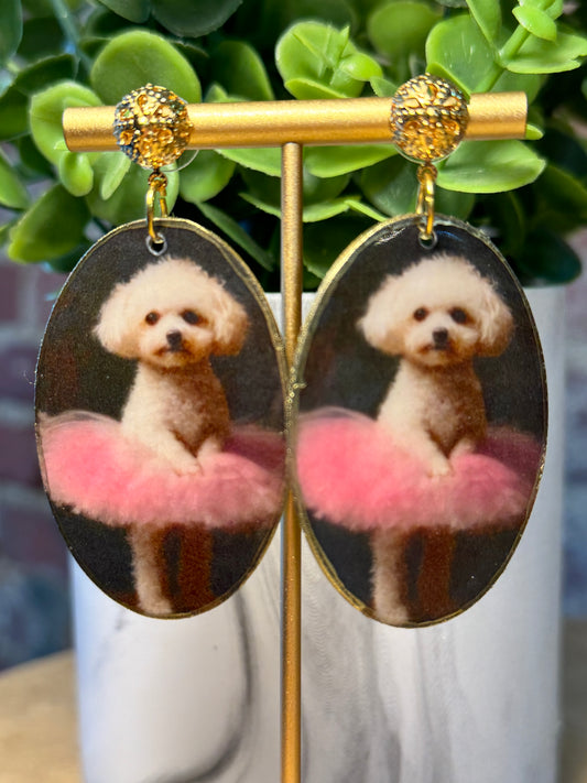 Poodle Earrings on Gold Studs