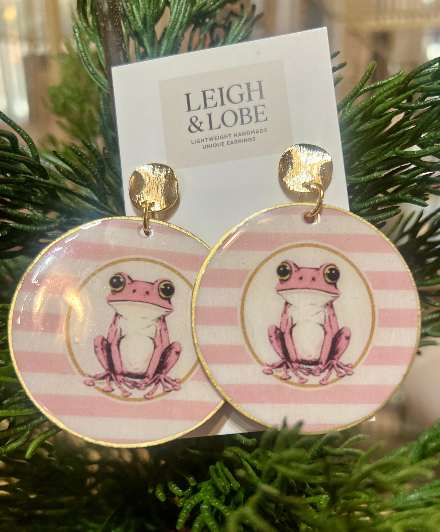 Pink Frog Earrings