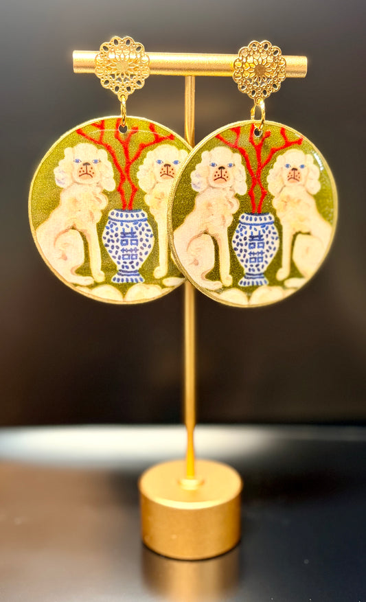 Chinoiserie Poodle with Filigree Stud